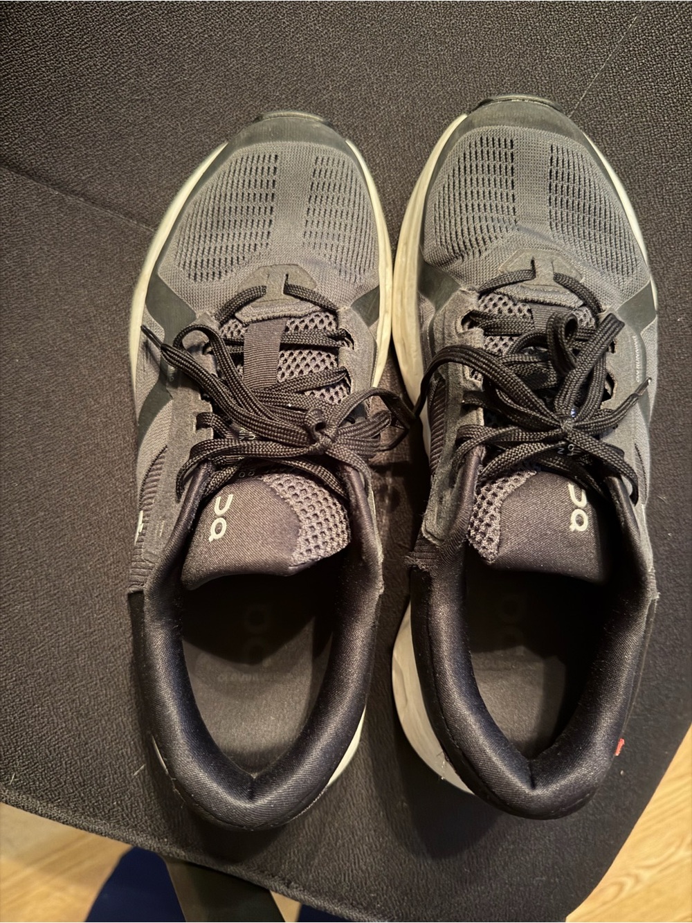 On Running Women’s Athletic Running Shoes — Black with White Midsole